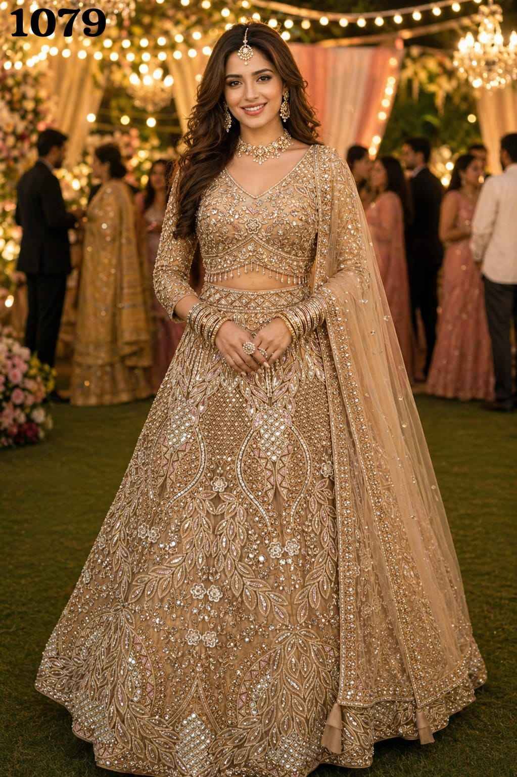 INDRI By MRUDANGI 1079 By 1080 Series Indian Traditional Wear Bridal Collection Beautiful Stylish Fancy Colorful Bridal Wear & Occasional Wear Fancy Lehengas At Wholesale Price